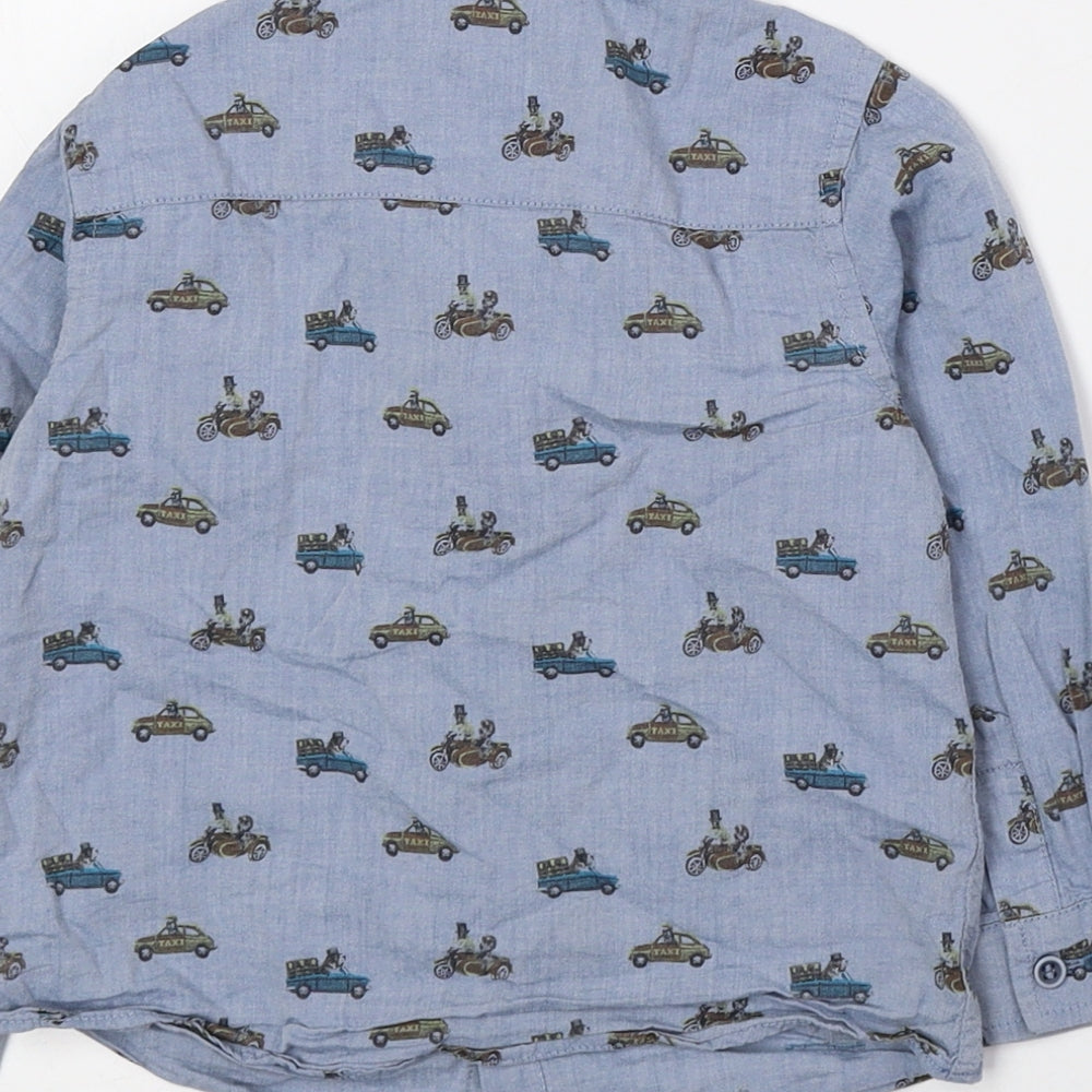 NEXT Boys Blue Geometric 100% Cotton Basic Size 2-3 Years Collared Button