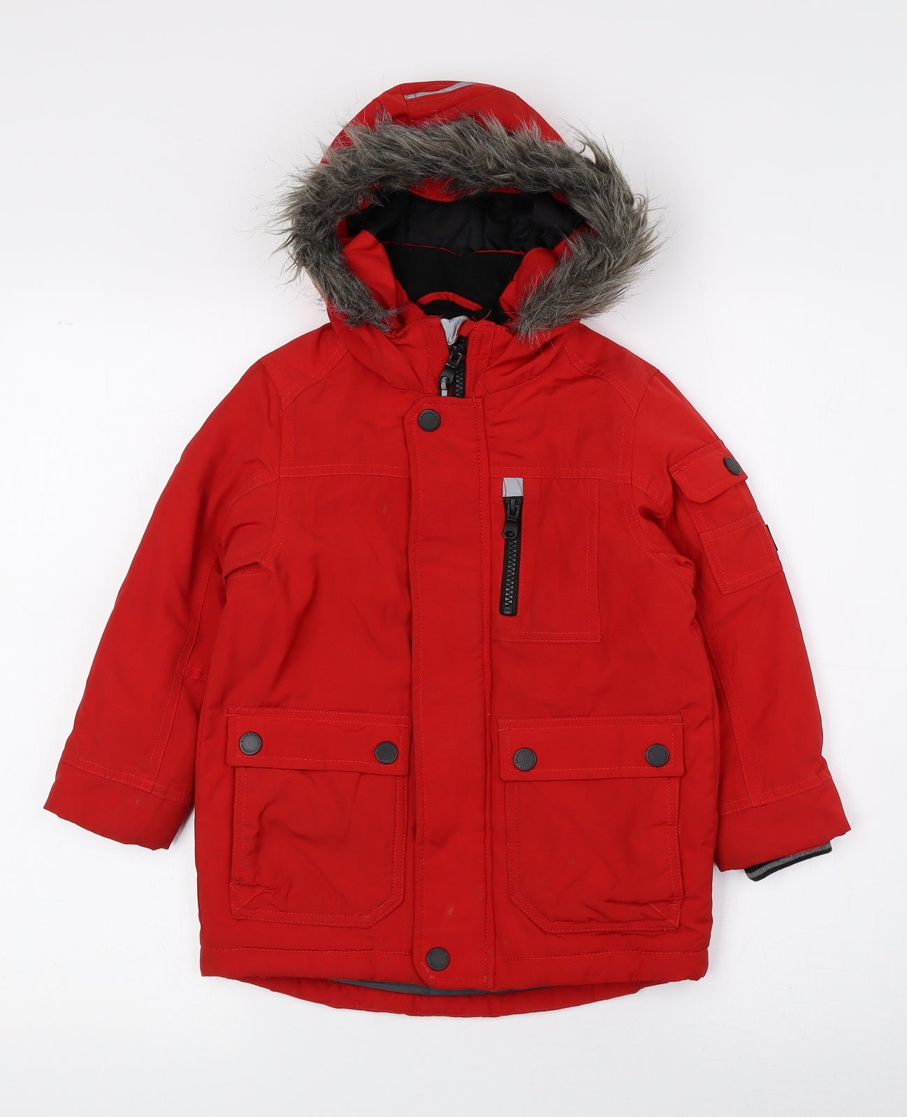 NEXT Girls Red Rain Coat Coat Size 4 Years Snap