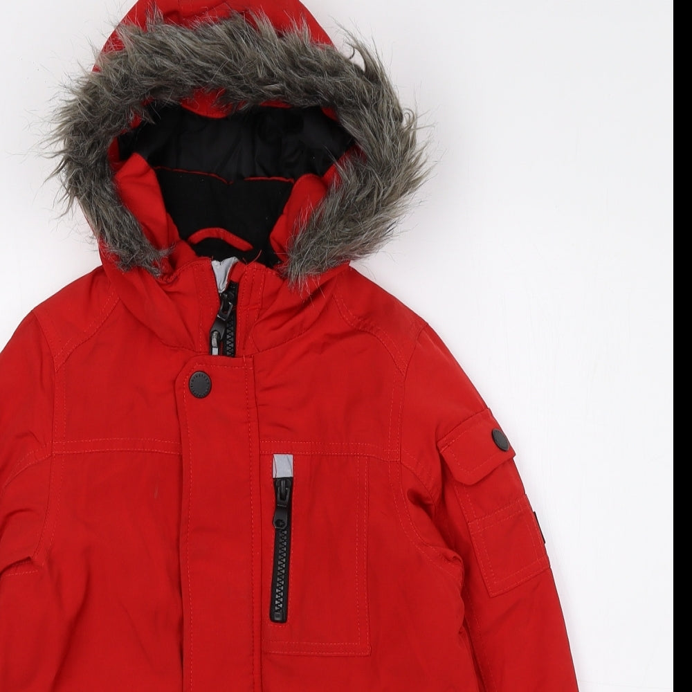 NEXT Girls Red Rain Coat Coat Size 4 Years Snap