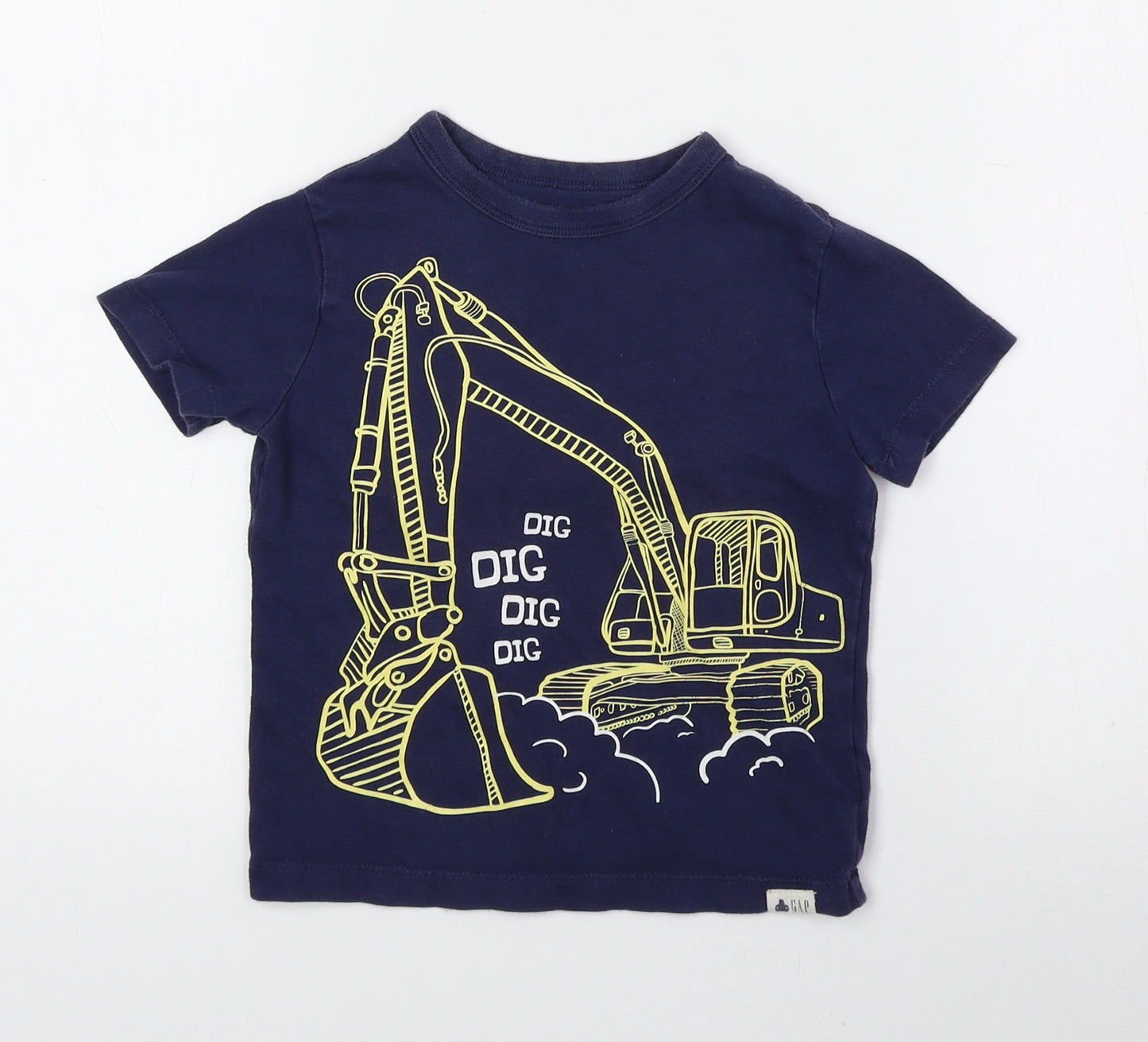 Gap Boys Blue 100% Cotton Pullover T-Shirt Size 2 Years Round Neck Pullover - Fork Lift
