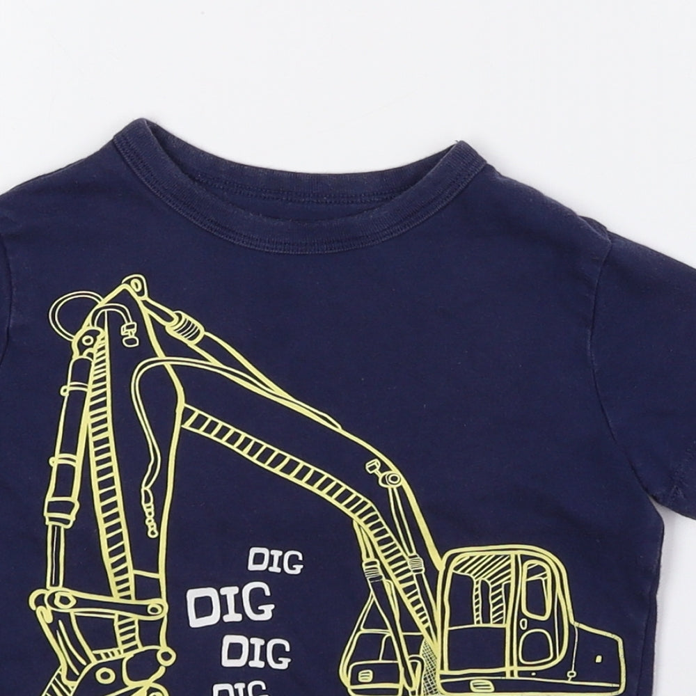 Gap Boys Blue 100% Cotton Pullover T-Shirt Size 2 Years Round Neck Pullover - Fork Lift