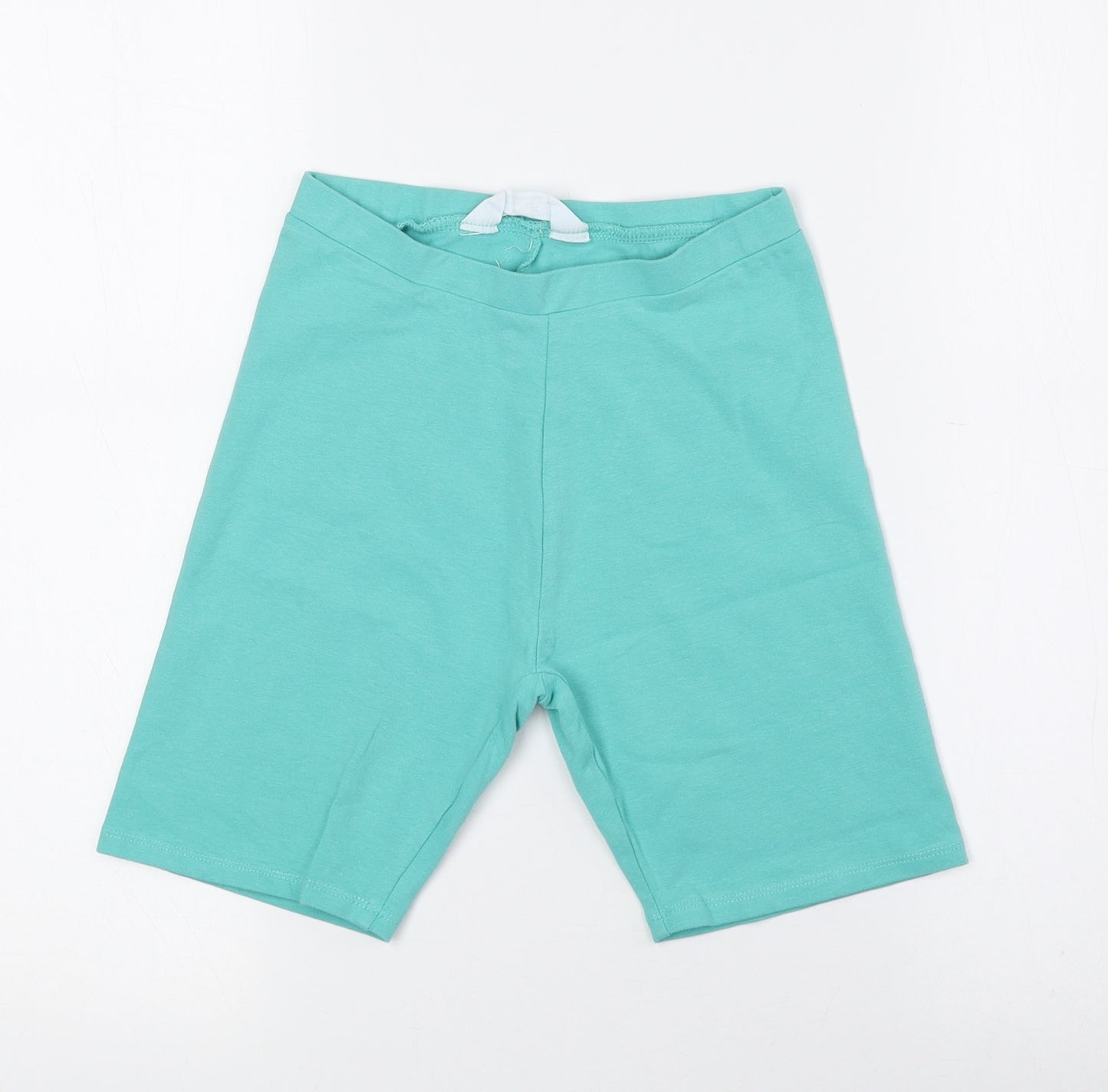 Primark Womens Green Cotton Biker Shorts Size 6 L5 in Regular Pull On