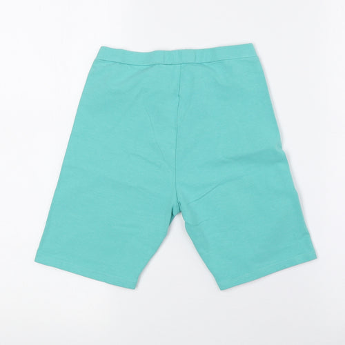 Primark Womens Green Cotton Biker Shorts Size 6 L5 in Regular Pull On