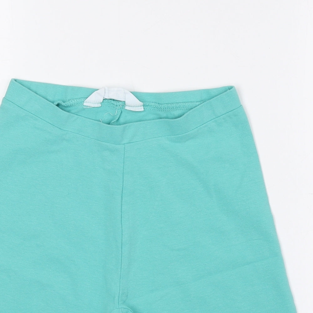 Primark Womens Green Cotton Biker Shorts Size 6 L5 in Regular Pull On