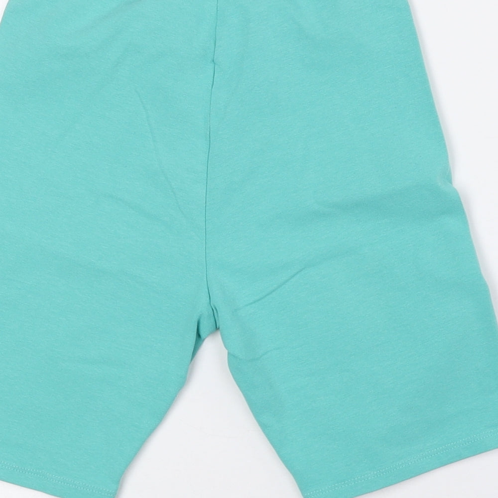 Primark Womens Green Cotton Biker Shorts Size 6 L5 in Regular Pull On