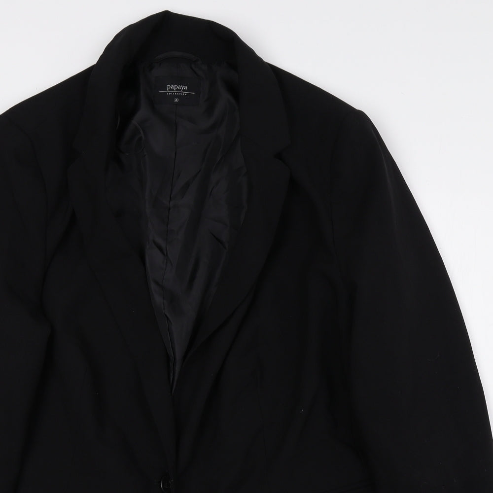 Papaya Womens Black Jacket Blazer Size 20 Button