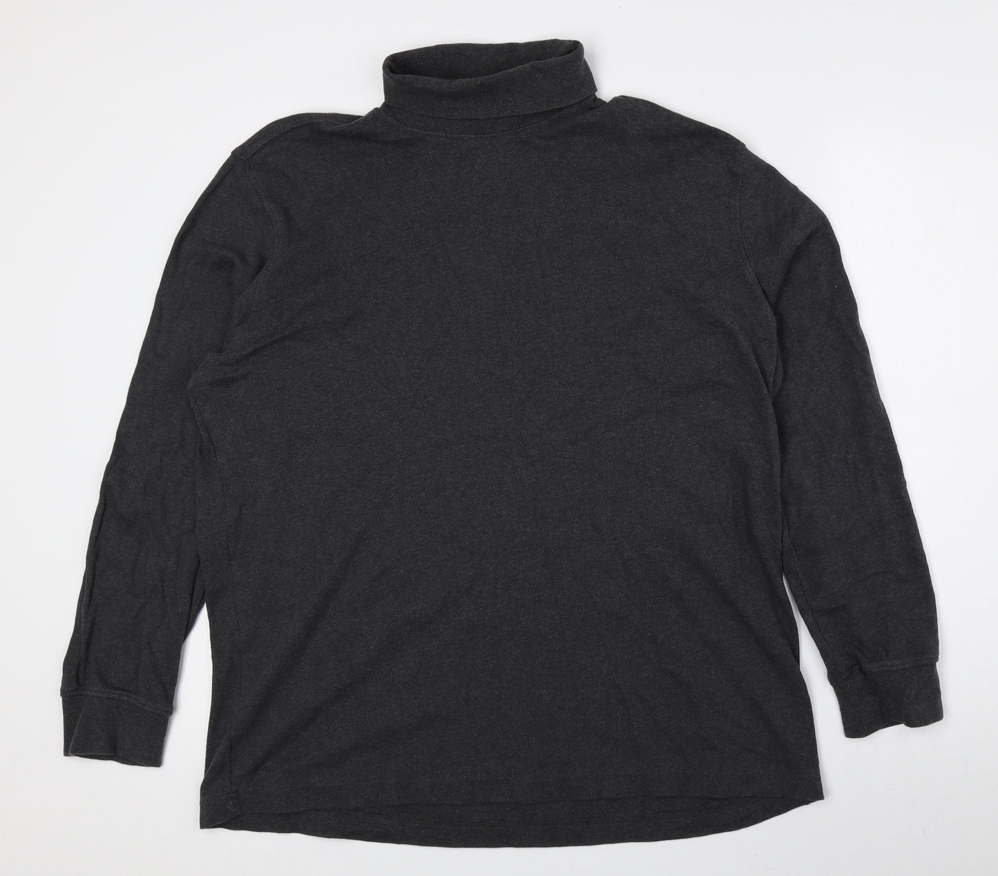 Denver Hayes Mens Grey Roll Neck Cotton Pullover Jumper Size L