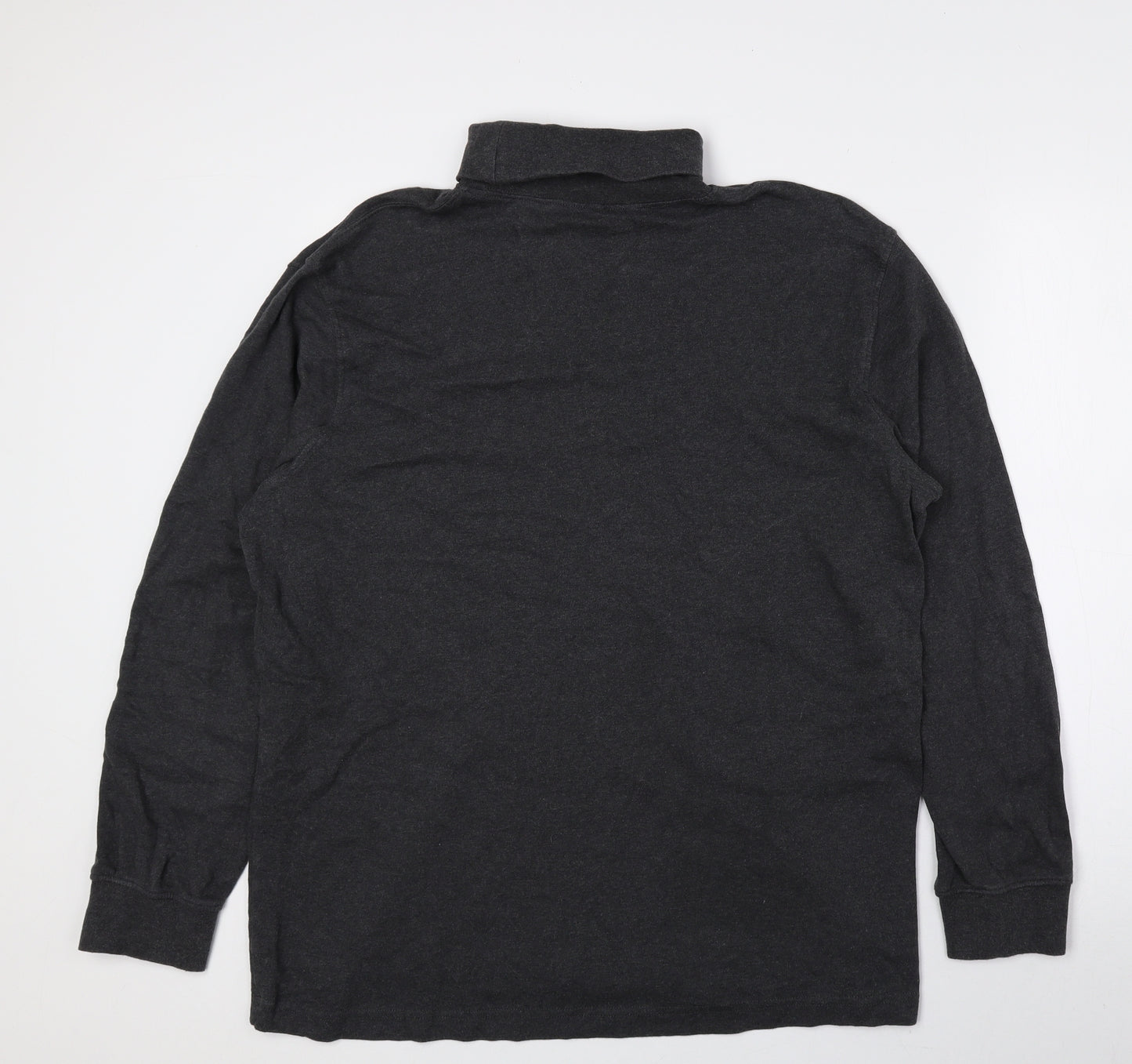 Denver Hayes Mens Grey Roll Neck Cotton Pullover Jumper Size L