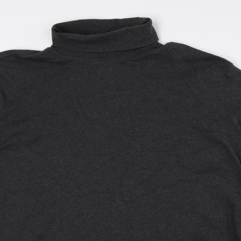 Denver Hayes Mens Grey Roll Neck Cotton Pullover Jumper Size L