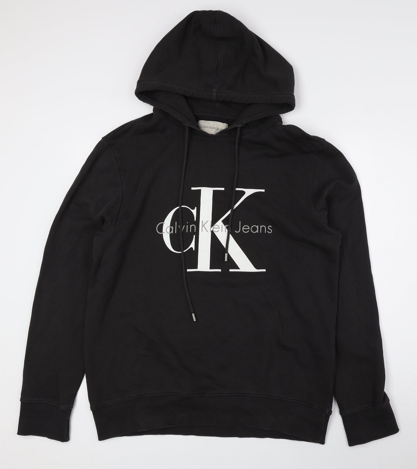 Calvin Klein Mens Black Cotton Pullover Hoodie Size L