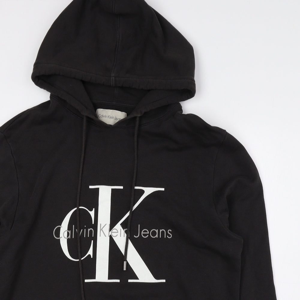 Calvin Klein Mens Black Cotton Pullover Hoodie Size L