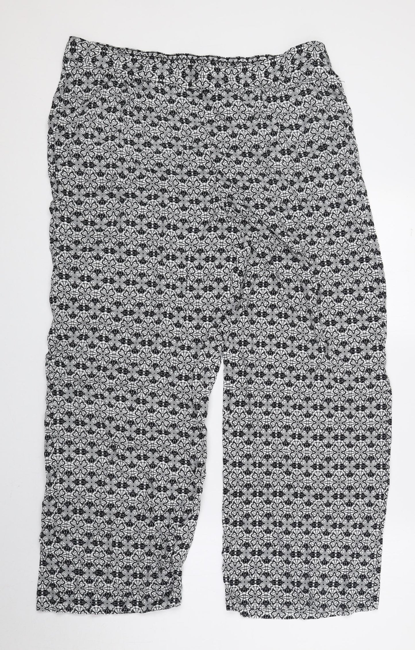 Papaya Womens Black Geometric Viscose Bloomer Trousers Size 16 L25.5 in Regular