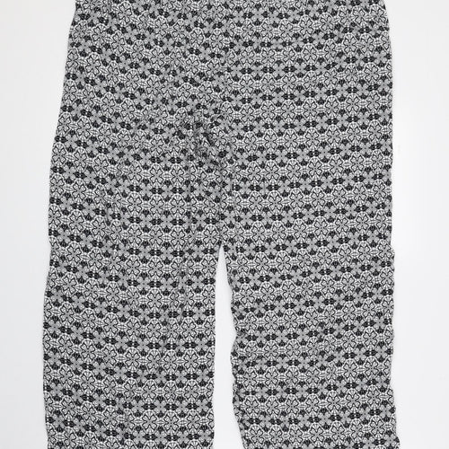 Papaya Womens Black Geometric Viscose Bloomer Trousers Size 16 L25.5 in Regular