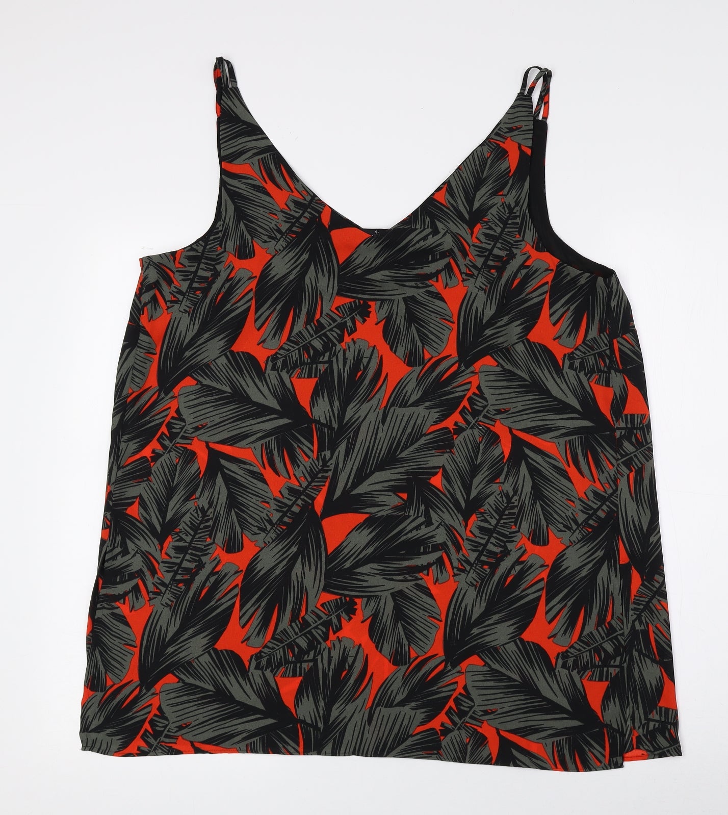 Matalan Womens Multicoloured Floral Polyester Basic Tank Size 16 V-Neck