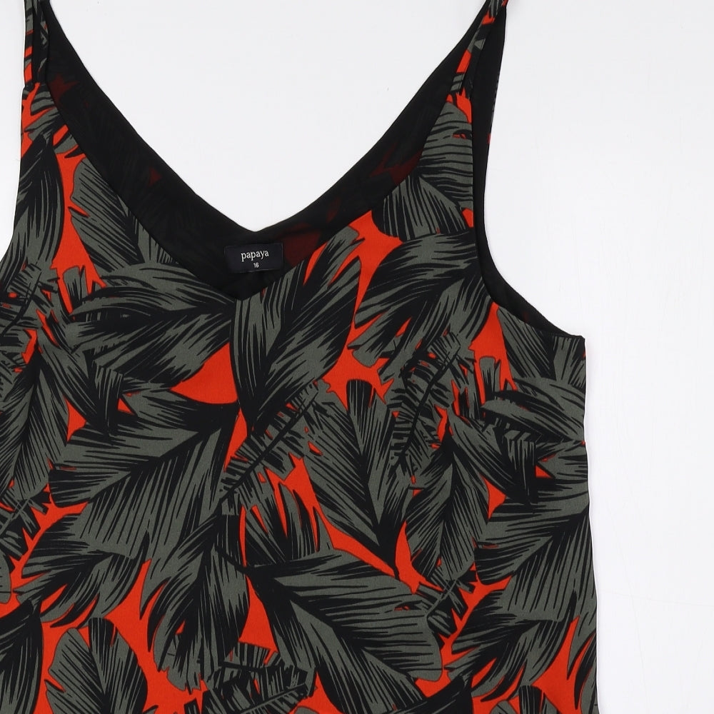 Matalan Womens Multicoloured Floral Polyester Basic Tank Size 16 V-Neck