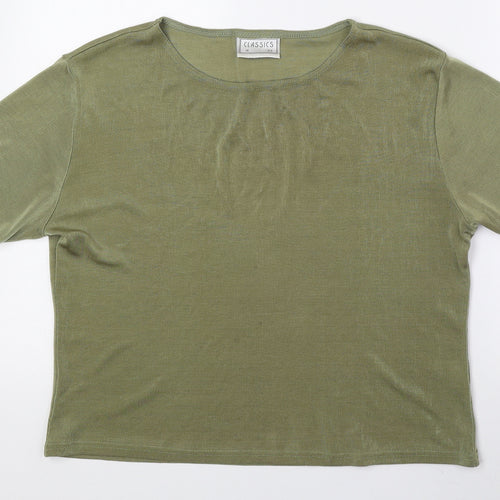 Classics Womens Green Polyester Basic Blouse Size 18 Round Neck