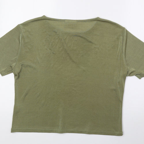 Classics Womens Green Polyester Basic Blouse Size 18 Round Neck
