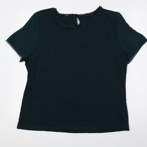 CC Womens Green Viscose Basic Blouse Size XL Round Neck