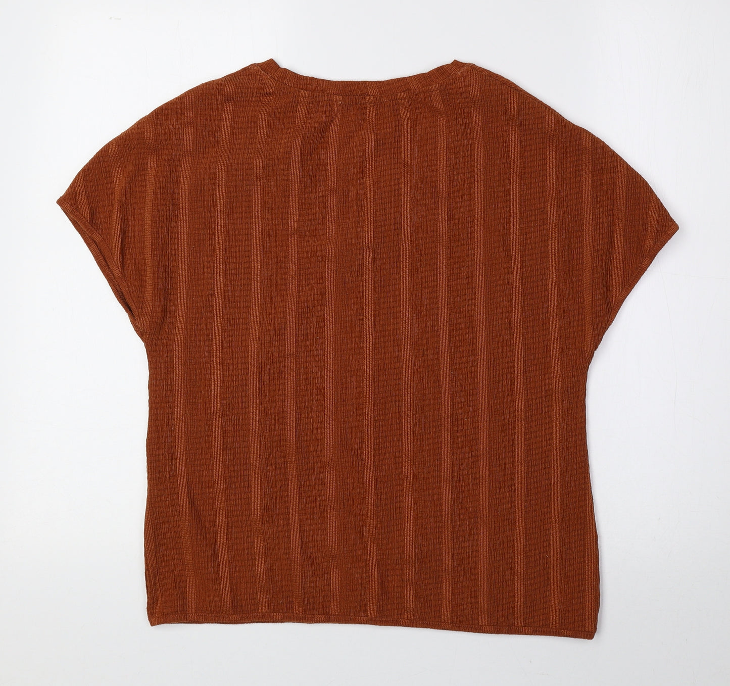 Marks and Spencer Womens Orange Polyester Basic Blouse Size 8 V-Neck