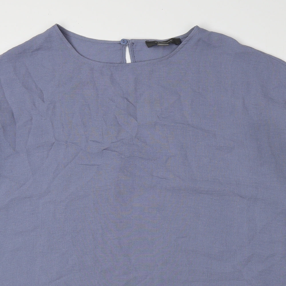 Primark Womens Blue Polyester Basic Blouse Size 16 Round Neck