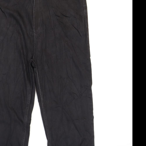 Marks and Spencer Womens Black Cotton Straight Jeans Size 14 L28 in Regular Zip