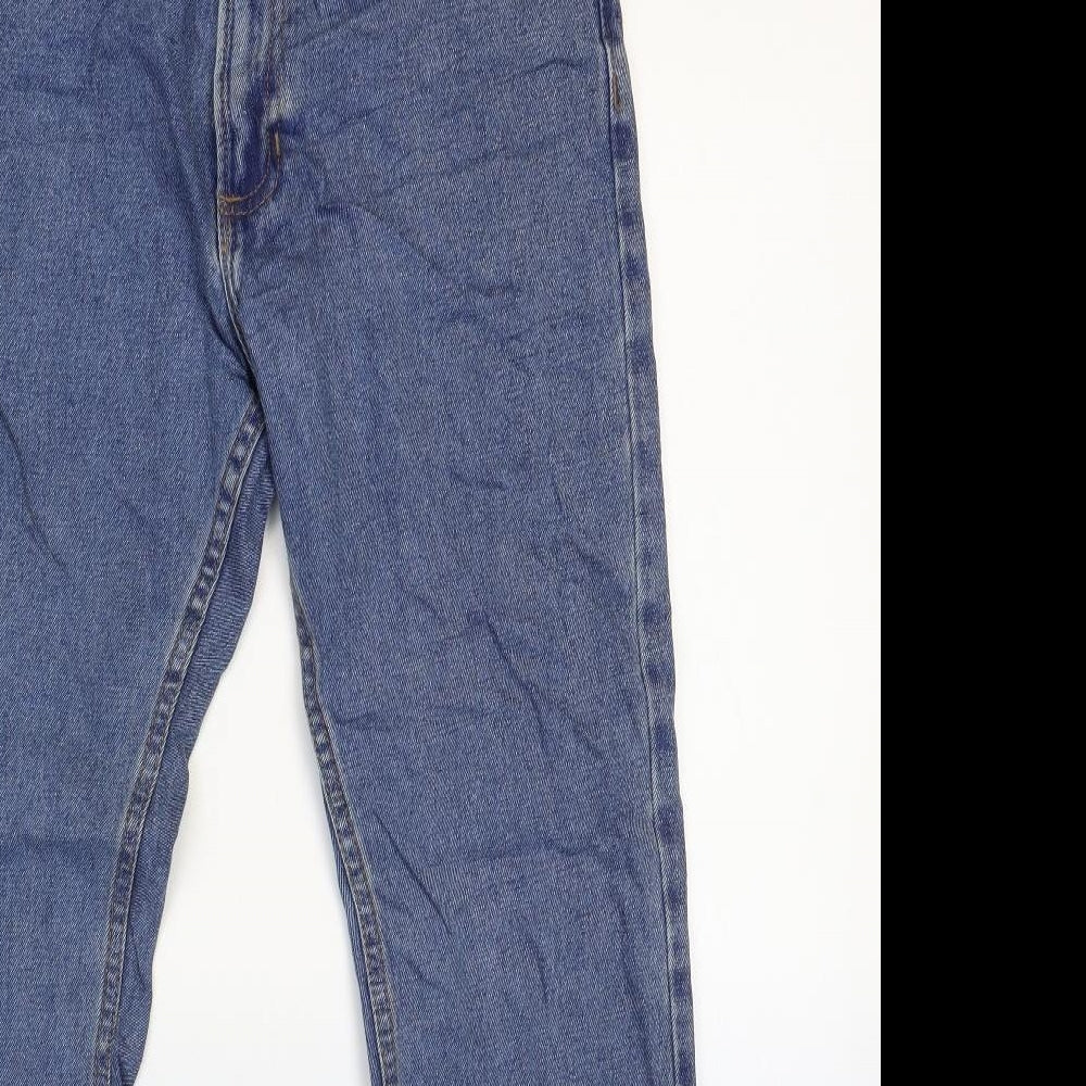 Marks and Spencer Mens Blue Cotton Straight Jeans Size 30 L29 in Regular Zip - Washed look