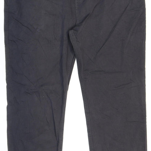 Marks and Spencer Womens Black Cotton Straight Jeans Size 24 L32 in Regular Zip