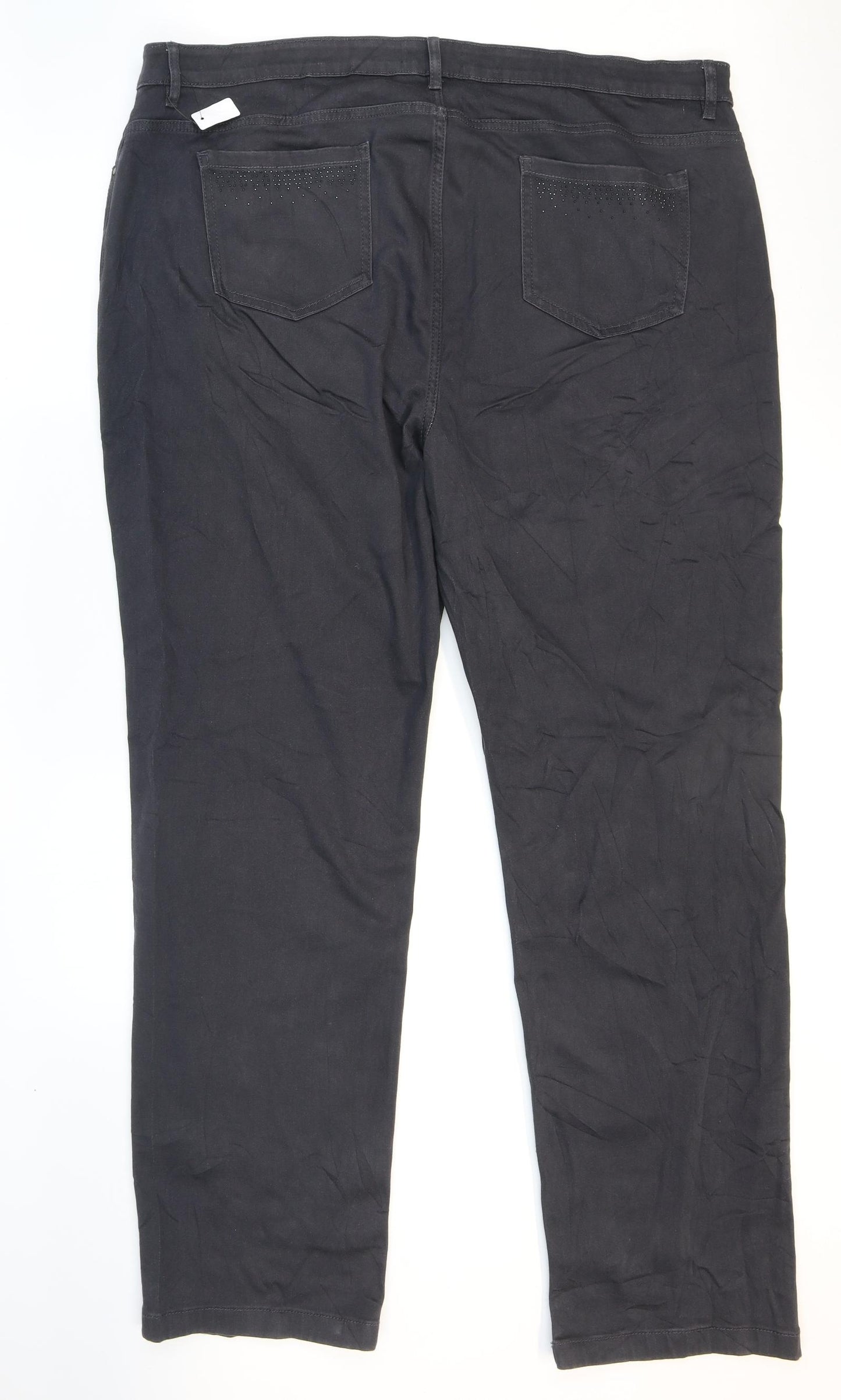 Marks and Spencer Womens Black Cotton Straight Jeans Size 24 L32 in Regular Zip