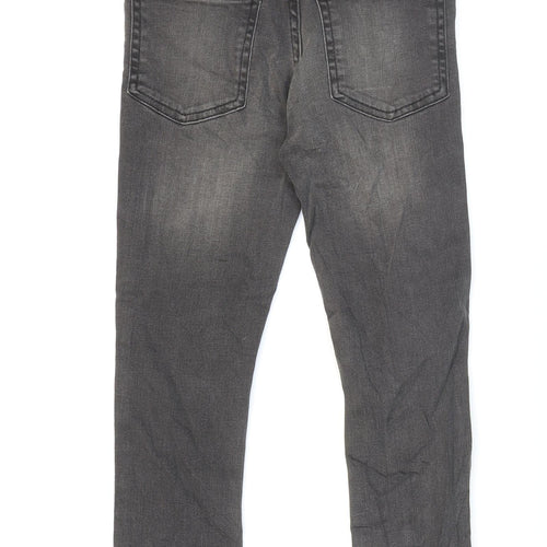 Marks and Spencer Girls Grey Cotton Skinny Jeans Size 7-8 Years L22 in Regular Zip - Washed look