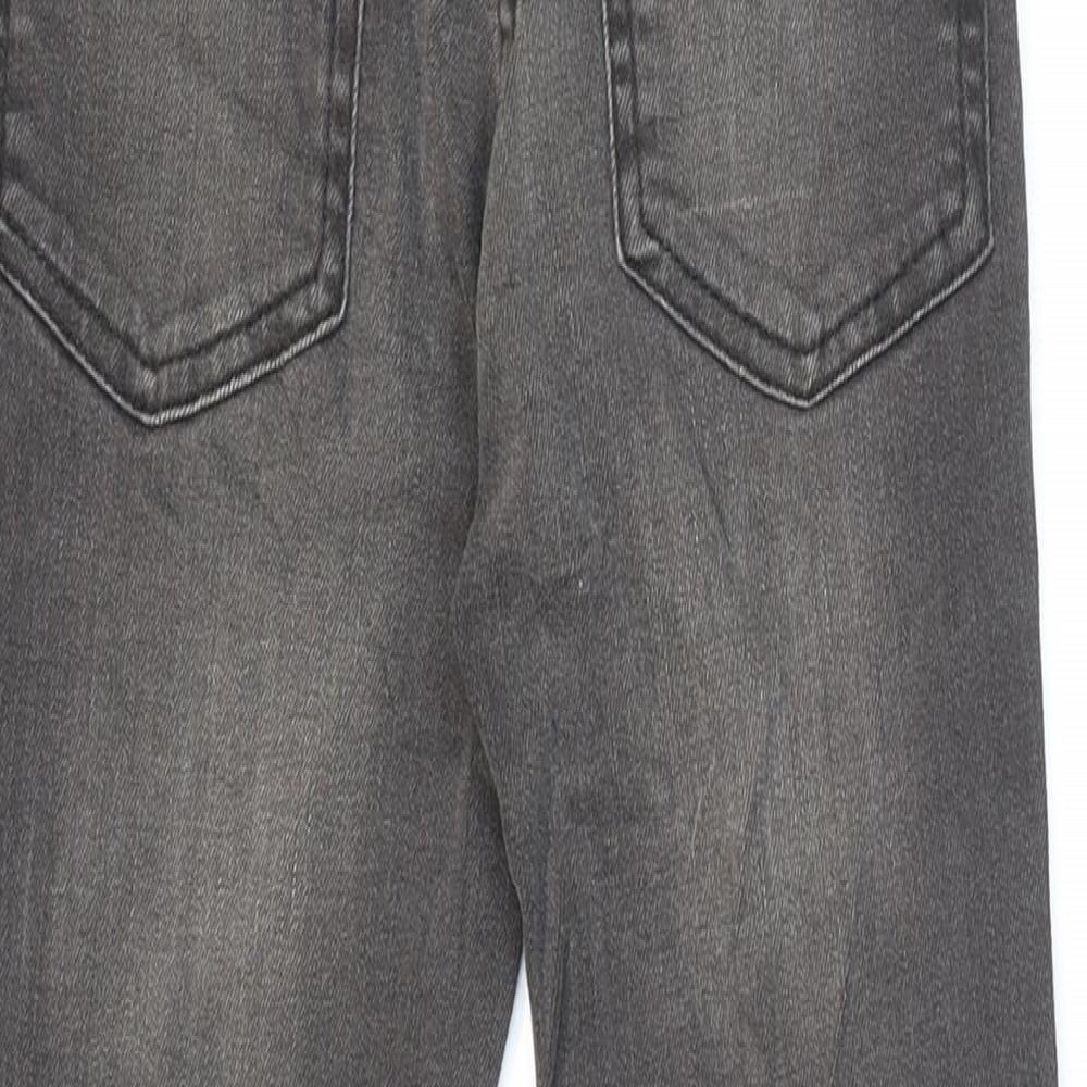 Marks and Spencer Girls Grey Cotton Skinny Jeans Size 7-8 Years L22 in Regular Zip - Washed look