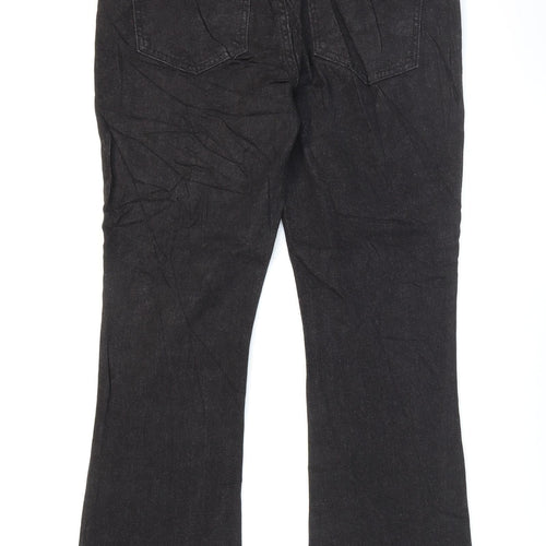 Marks and Spencer Womens Black Cotton Bootcut Jeans Size 12 L29 in Regular Zip - Short leg.