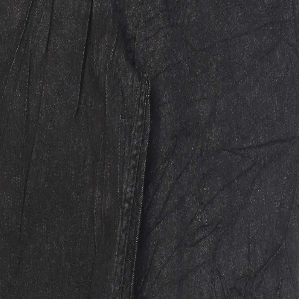 Marks and Spencer Womens Black Cotton Bootcut Jeans Size 12 L29 in Regular Zip - Short leg.