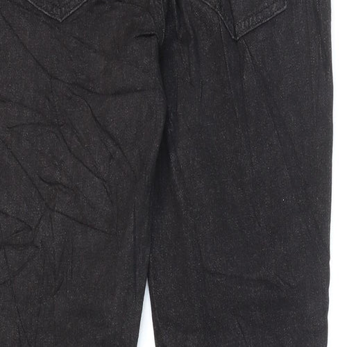 Marks and Spencer Womens Black Cotton Bootcut Jeans Size 12 L29 in Regular Zip - Short leg.