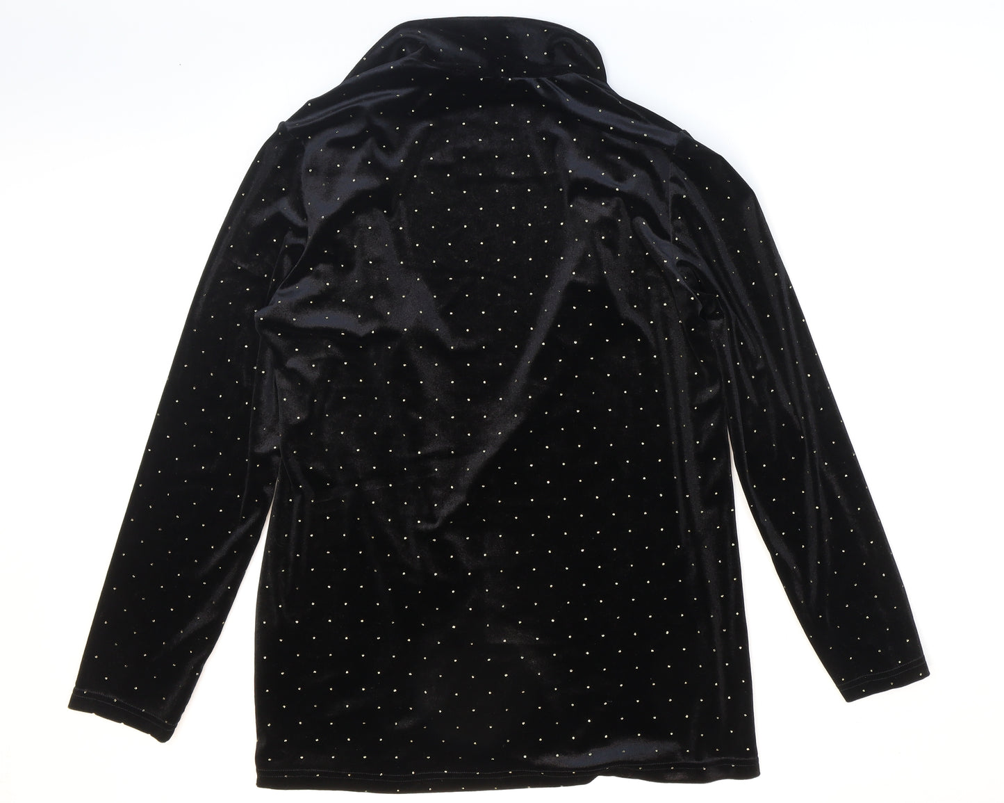 Papaya Womens Black Polka Dot Polyester Kimono Blouse Size 14 V-Neck - Collared Gold Polka Dot