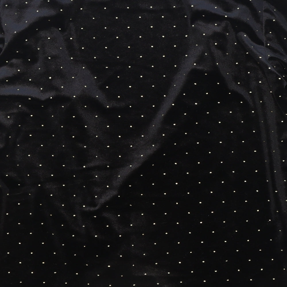 Papaya Womens Black Polka Dot Polyester Kimono Blouse Size 14 V-Neck - Collared Gold Polka Dot