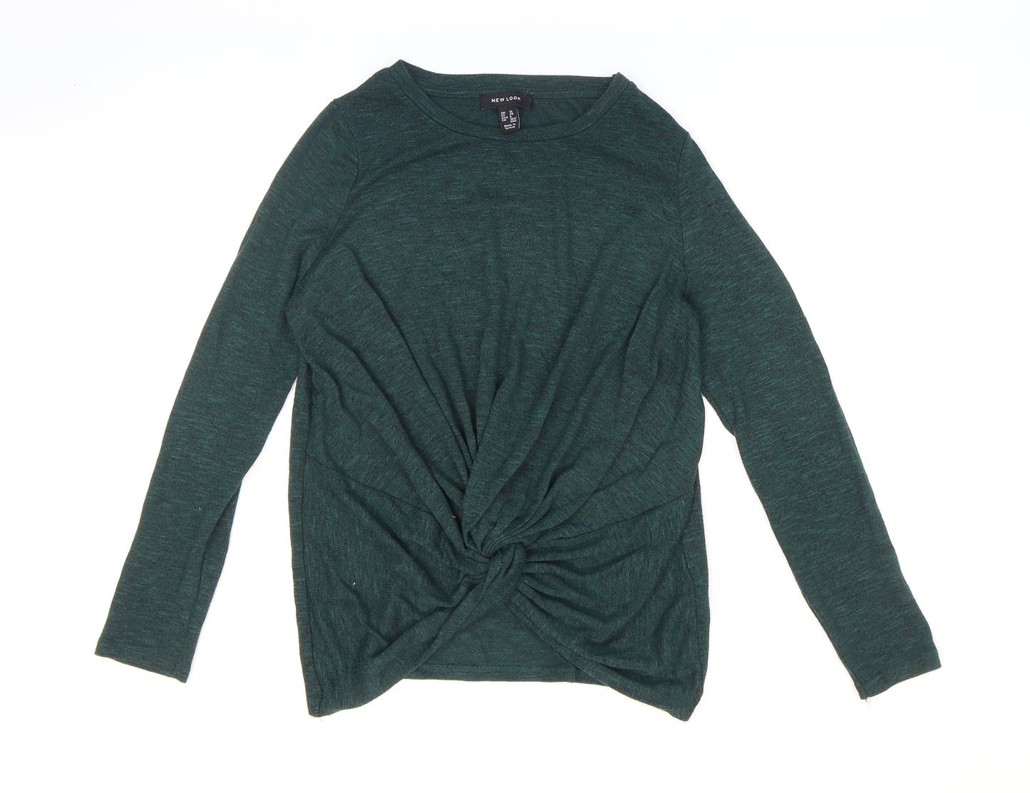 New Look Womens Green Round Neck Polyester Pullover Jumper Size 10 - Knotted