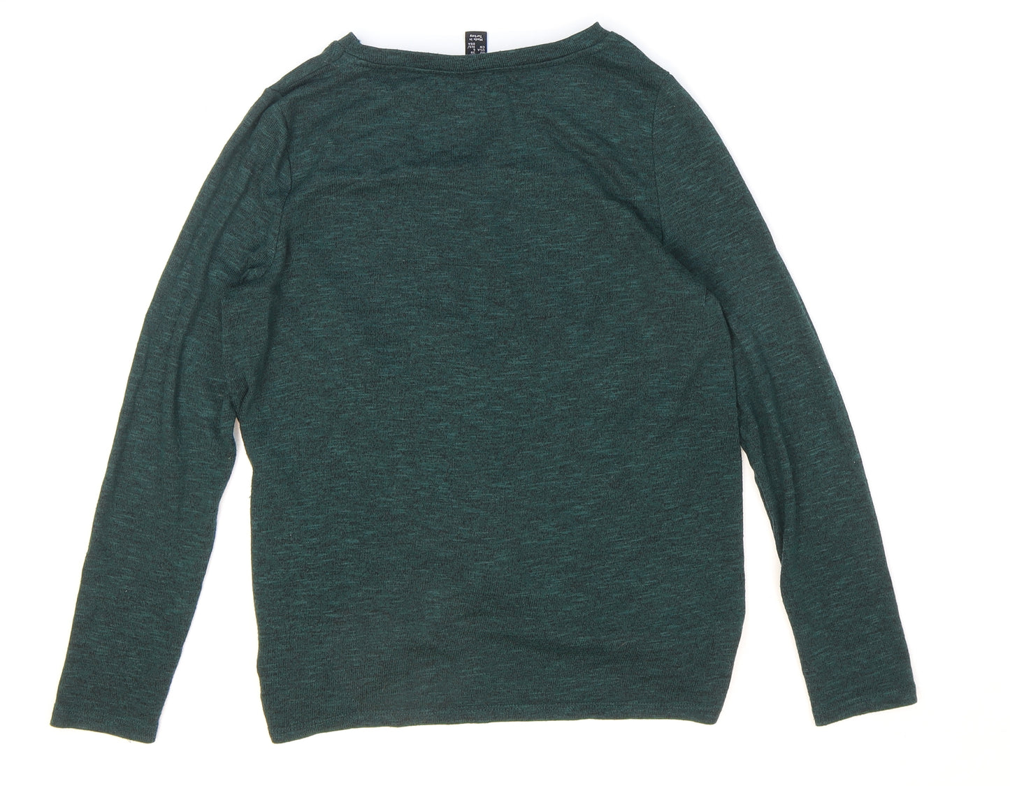 New Look Womens Green Round Neck Polyester Pullover Jumper Size 10 - Knotted
