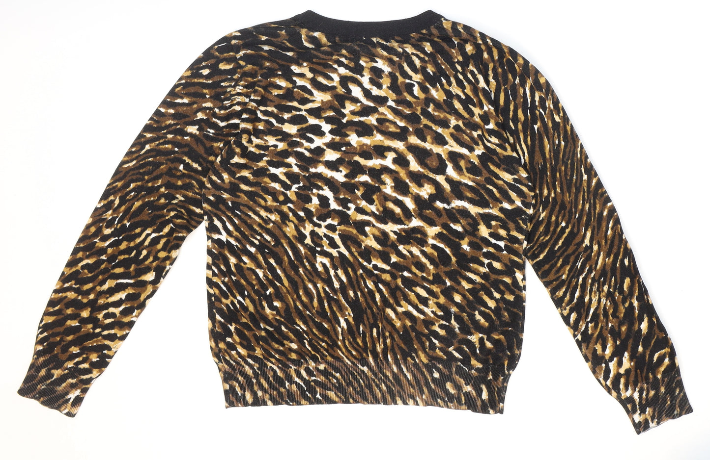 Annabelle Womens Brown Round Neck Animal Print Viscose Pullover Jumper Size L