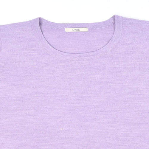 Marks and Spencer Womens Purple Round Neck Striped Acrylic Pullover Jumper Size 22