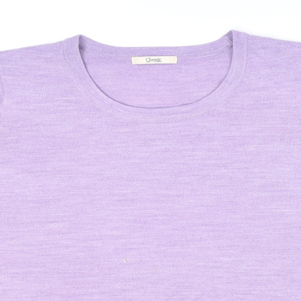 Marks and Spencer Womens Purple Round Neck Striped Acrylic Pullover Jumper Size 22
