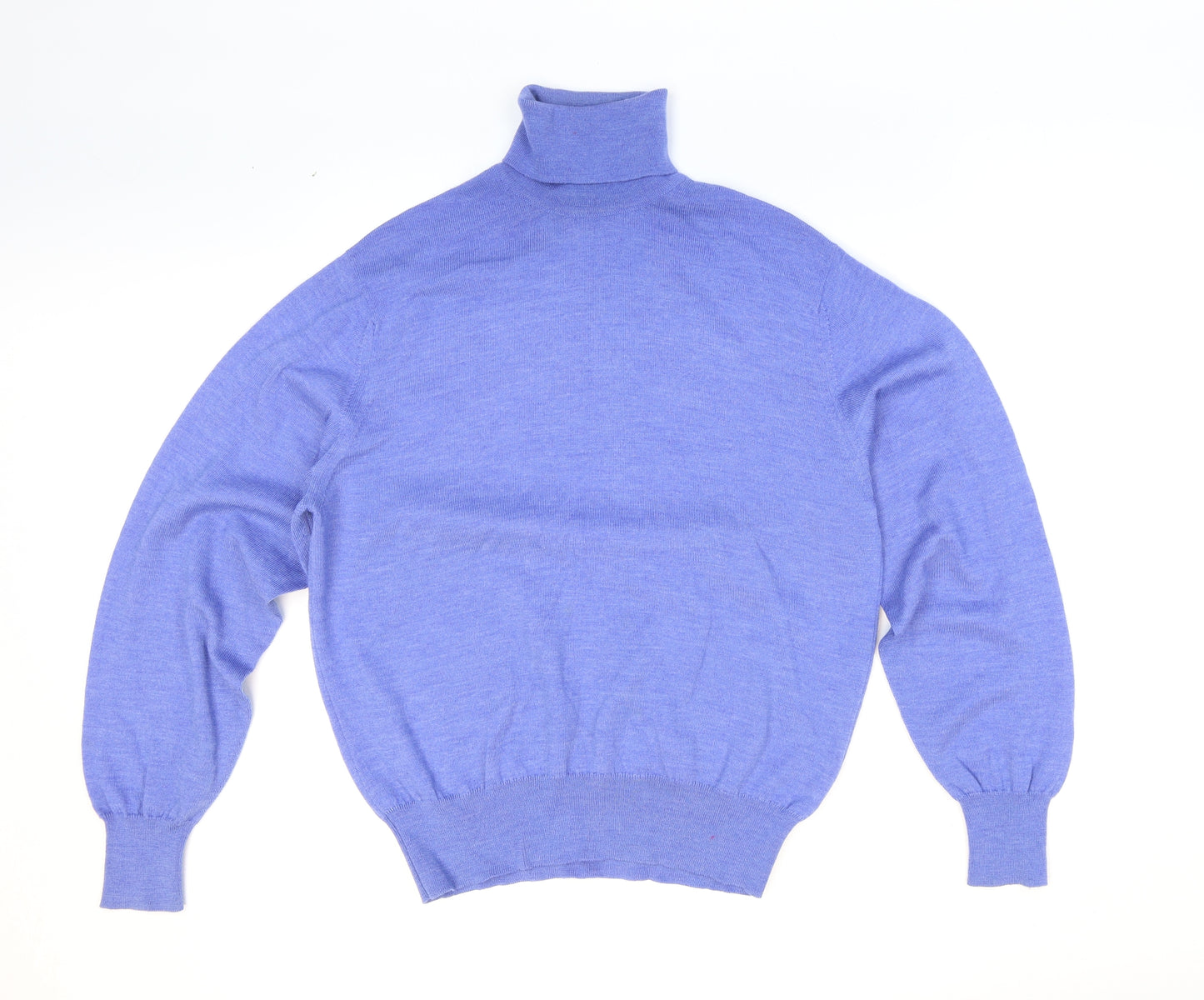 Glenshiel Mens Blue Roll Neck Wool Pullover Jumper Size M - Merino wool