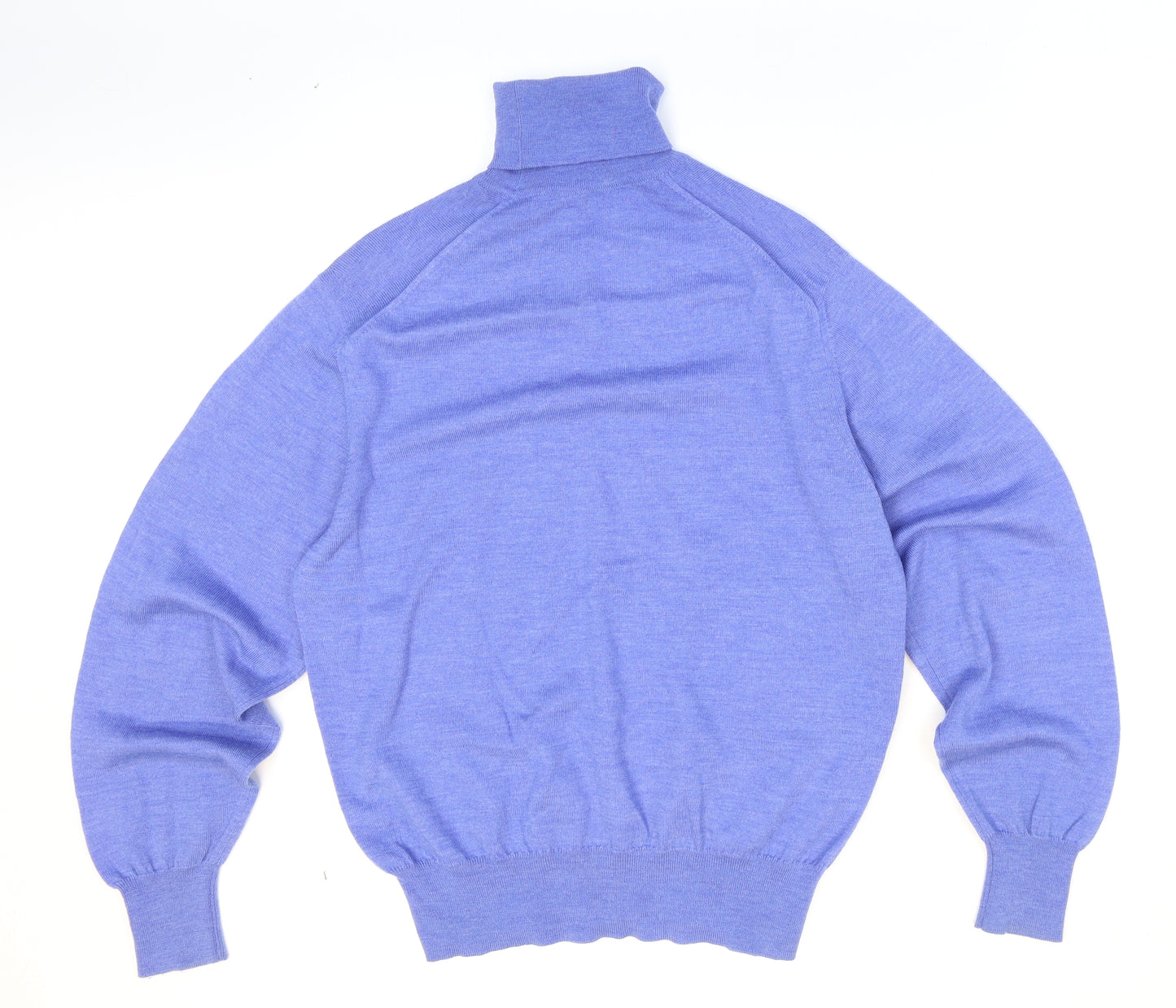 Glenshiel Mens Blue Roll Neck Wool Pullover Jumper Size M - Merino wool