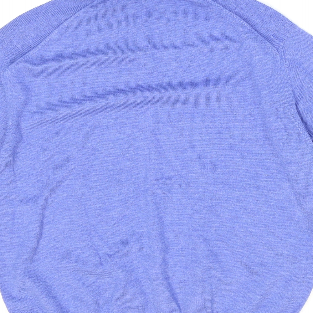 Glenshiel Mens Blue Roll Neck Wool Pullover Jumper Size M - Merino wool