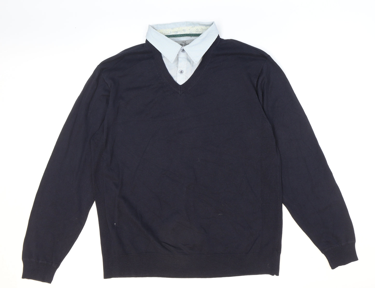 NEXT Mens Blue Collared Polyester Pullover Jumper