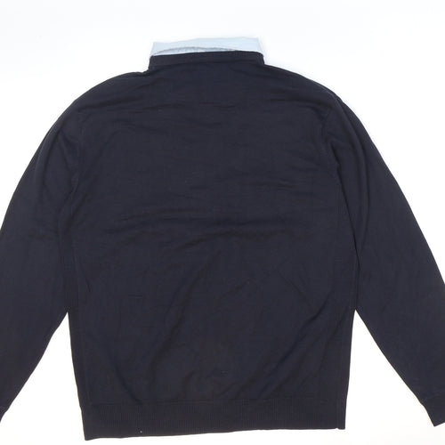 NEXT Mens Blue Collared Polyester Pullover Jumper