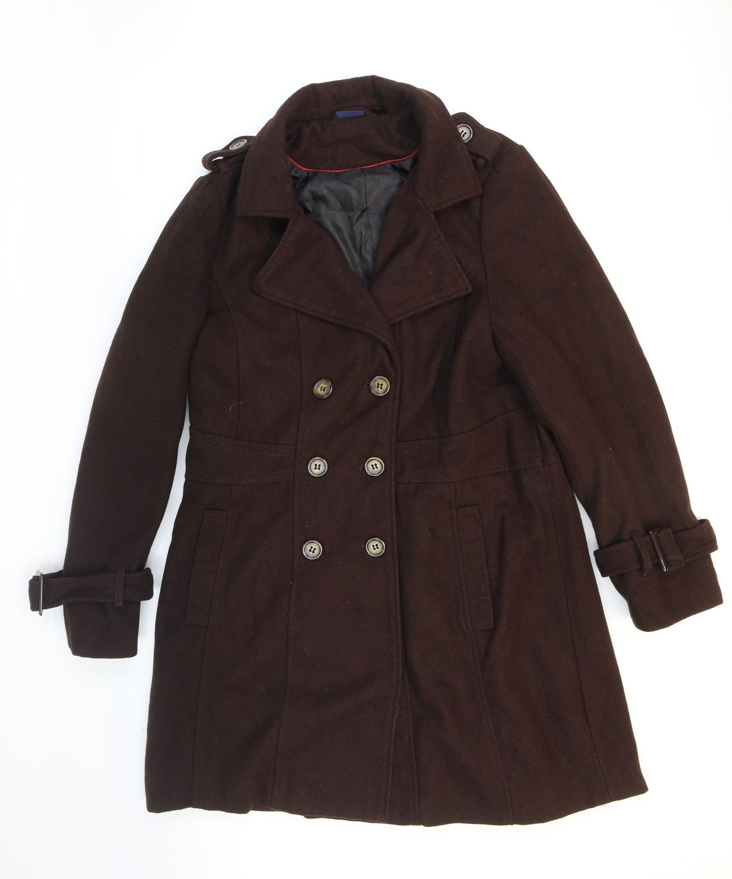 ESMARA Womens Brown Trench Coat Coat Size 18 Button - Double-breasted