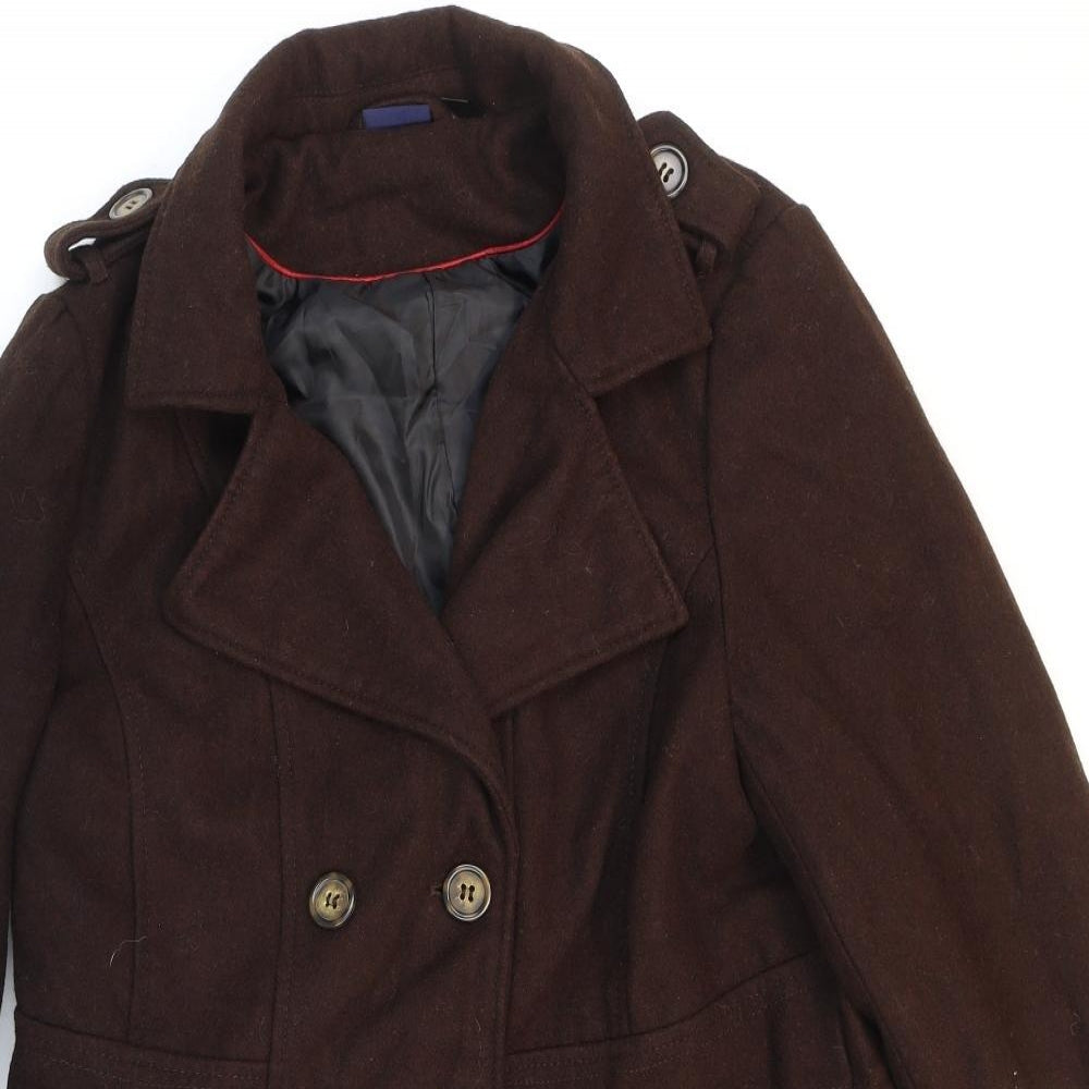 ESMARA Womens Brown Trench Coat Coat Size 18 Button - Double-breasted