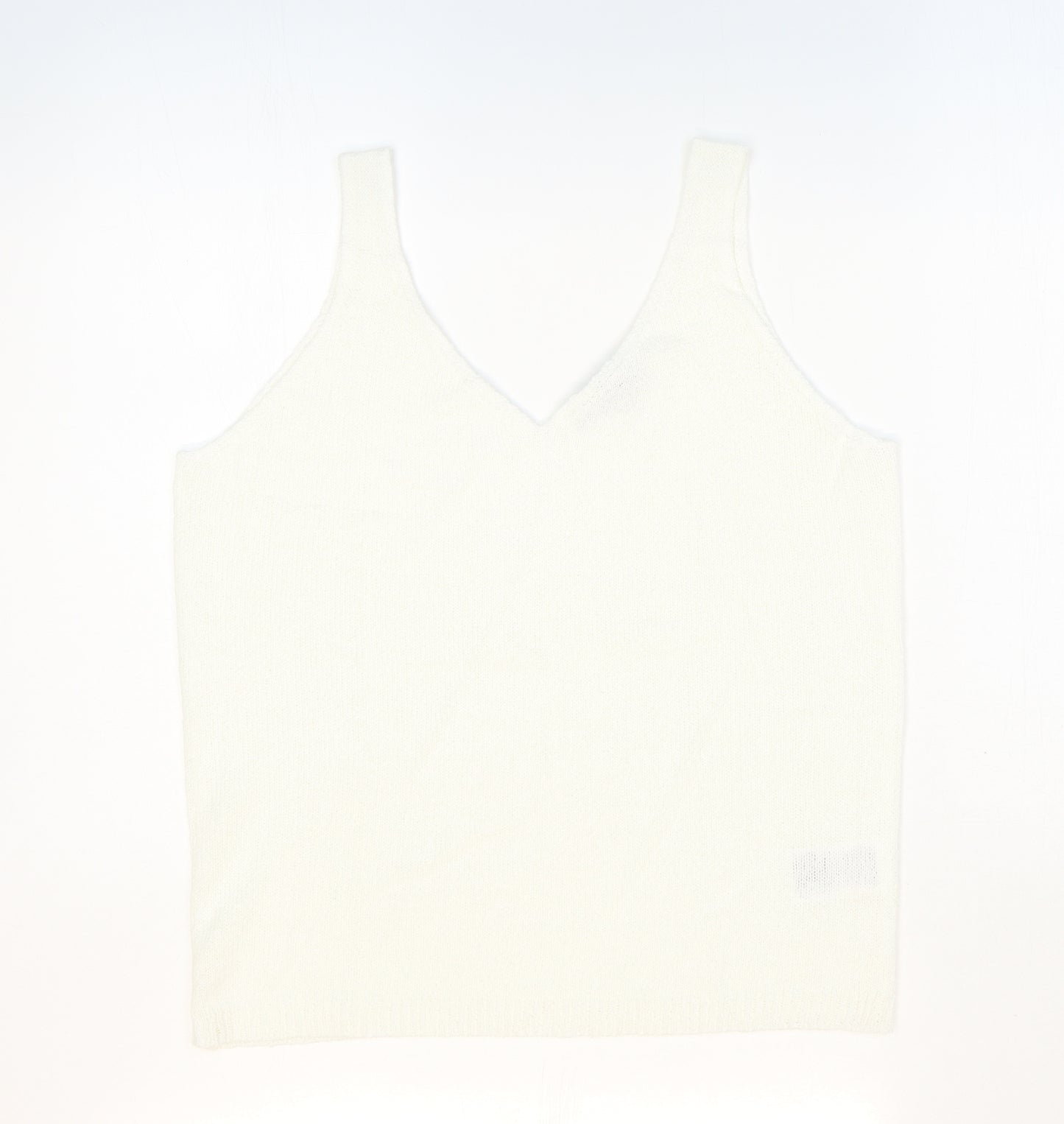 ESMARA Womens White V-Neck Acrylic Vest Jumper Size 12