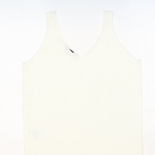 ESMARA Womens White V-Neck Acrylic Vest Jumper Size 12