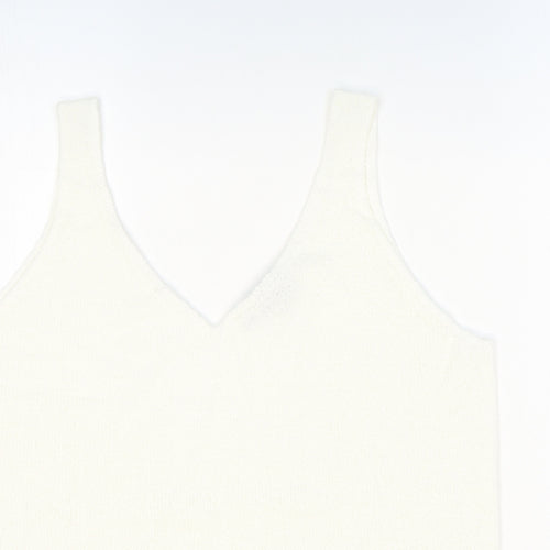 ESMARA Womens White V-Neck Acrylic Vest Jumper Size 12